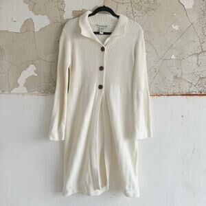 Coatigan Long Cardigan Jacket Cream Knit Minimalist Textured Scandi Womens‎ S